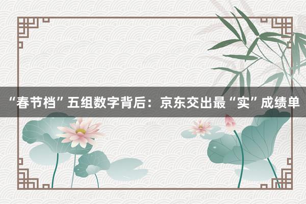 “春节档”五组数字背后:京东交出最“实”成绩单