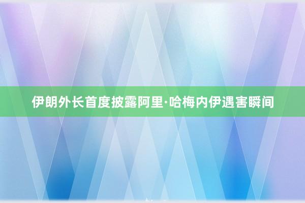 伊朗外长首度披露阿里·哈梅内伊遇害瞬间