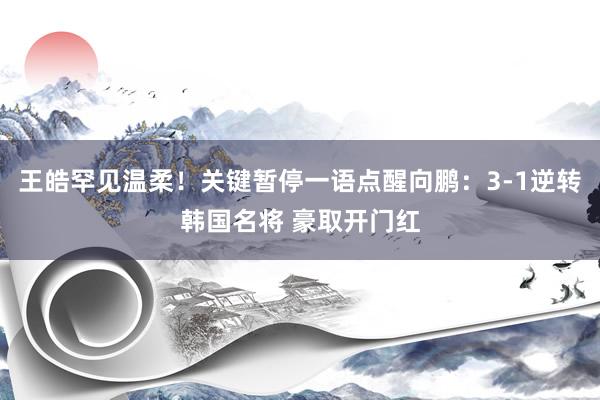王皓罕见温柔！关键暂停一语点醒向鹏：3-1逆转韩国名将 豪取开门红