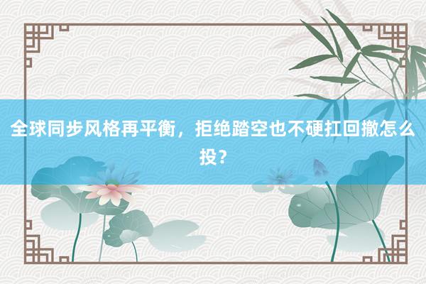 全球同步风格再平衡，拒绝踏空也不硬扛回撤怎么投？