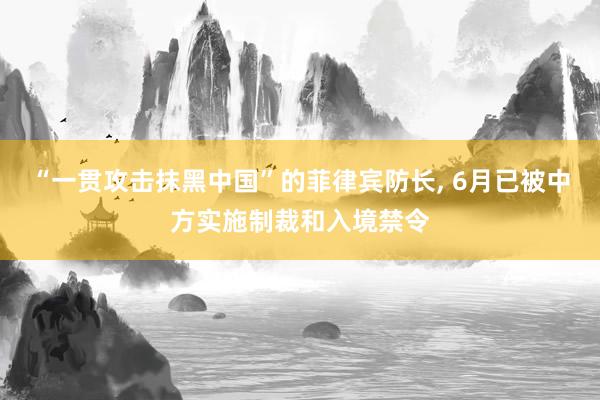 “一贯攻击抹黑中国”的菲律宾防长, 6月已被中方实施制裁和入境禁令