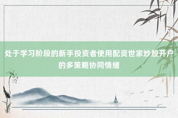 处于学习阶段的新手投资者使用配资世家炒股开户的多策略协同情绪