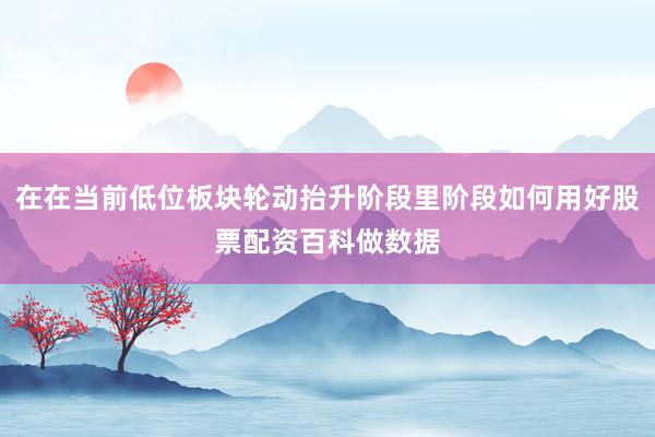 在在当前低位板块轮动抬升阶段里阶段如何用好股票配资百科做数据