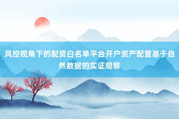 风控视角下的配资白名单平台开户资产配置基于自然数据的实证观察