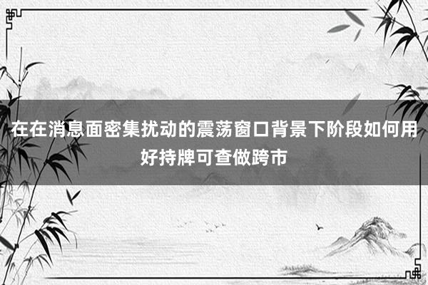在在消息面密集扰动的震荡窗口背景下阶段如何用好持牌可查做跨市
