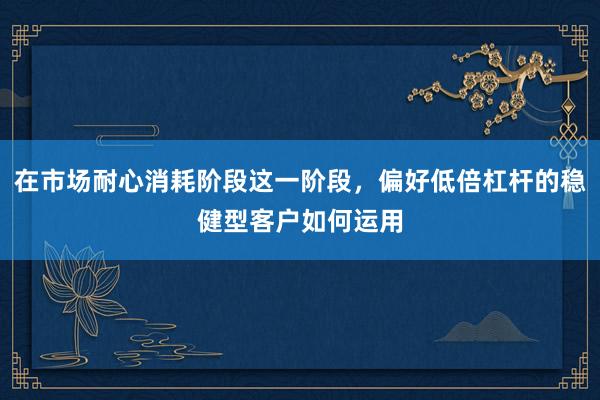 在市场耐心消耗阶段这一阶段，偏好低倍杠杆的稳健型客户如何运用