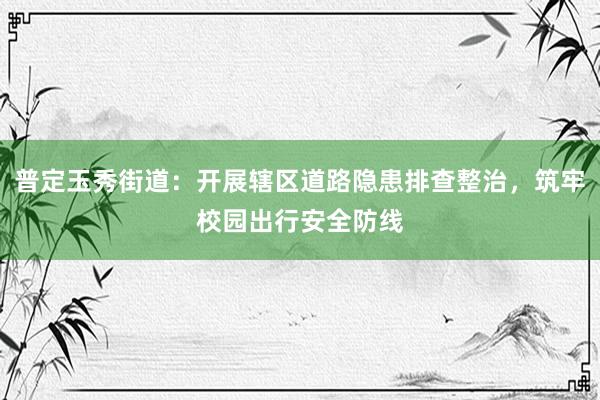 普定玉秀街道：开展辖区道路隐患排查整治，筑牢校园出行安全防线