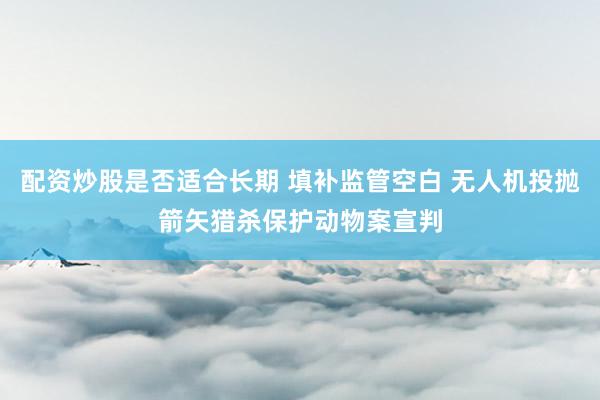 配资炒股是否适合长期 填补监管空白 无人机投抛箭矢猎杀保护动物案宣判