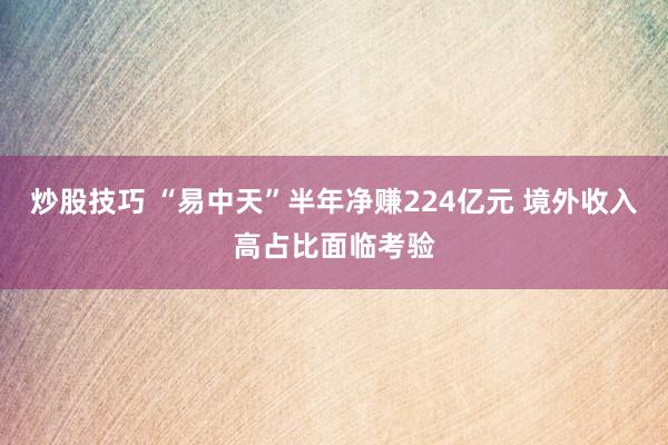 炒股技巧 “易中天”半年净赚224亿元 境外收入高占比面临考验