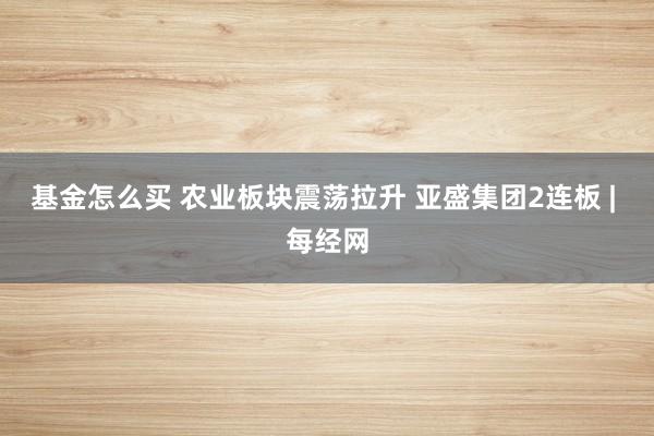 基金怎么买 农业板块震荡拉升 亚盛集团2连板 | 每经网