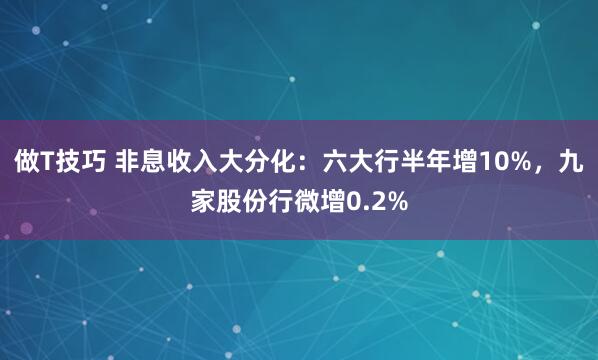 做T技巧 非息收入大分化：六大行半年增10%，九家股份行微增0.2%