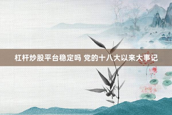 杠杆炒股平台稳定吗 党的十八大以来大事记