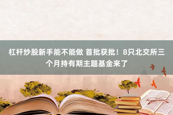 杠杆炒股新手能不能做 首批获批！8只北交所三个月持有期主题基金来了