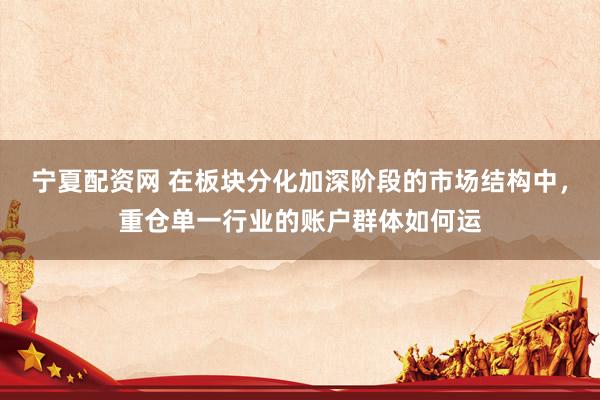 宁夏配资网 在板块分化加深阶段的市场结构中，重仓单一行业的账户群体如何运