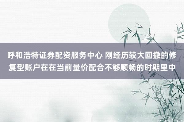 呼和浩特证券配资服务中心 刚经历较大回撤的修复型账户在在当前量价配合不够顺畅的时期里中