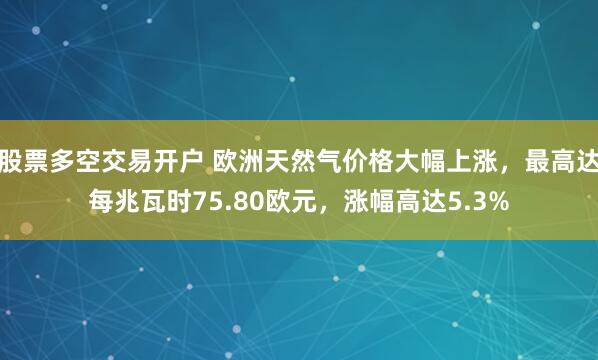 股票多空交易开户 欧洲天然气价格大幅上涨，最高达每兆瓦时75.80欧元，涨幅高达5.3%