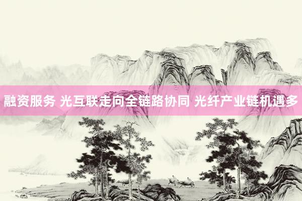 融资服务 光互联走向全链路协同 光纤产业链机遇多